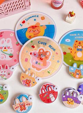 Portable Folding Round Fan With Handle Cartoon Mini Fan