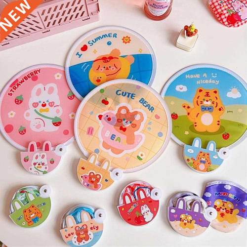 Portable Folding Round Fan With Handle Cartoon Mini Fan