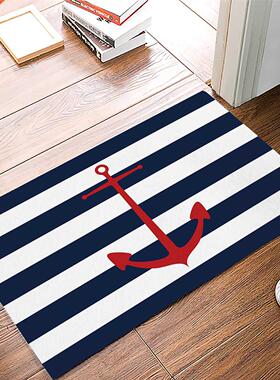 Geometric Blue Stripes Anchor Doormat Home Protective Floor