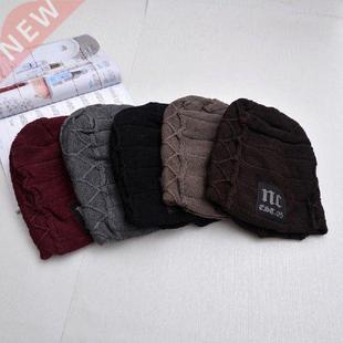Solid Knitted Hat Winter Hats For Men Women Men Thick