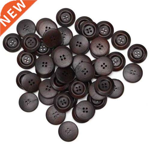 Craft Wood Sewing Buttons Wooden Buttons 4 Holes 25mm Dark