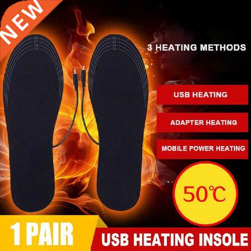 1 Pair USB Insoles Heated Thermal Underwear Men Winter