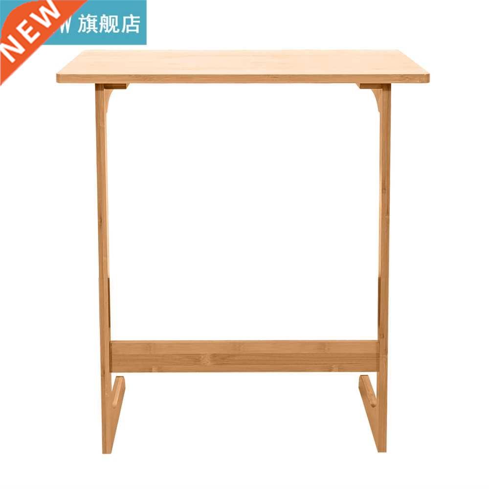 60x40x65cm L-shaped Bamboo Sofa Side Table Sandal Wood Color