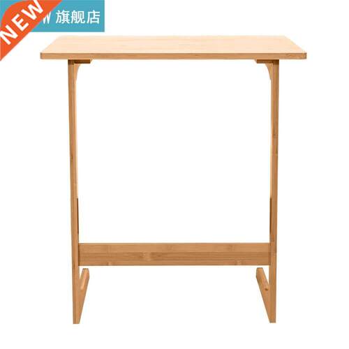 60x40x65cm L-shaped Bamboo Sofa Side Table Sandal Wood Color