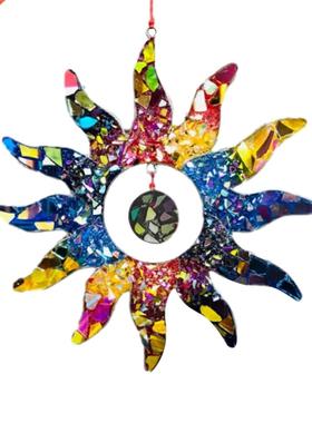 Ranbow Sun Suncatcher Staned Glass Wndow Hangng Lght