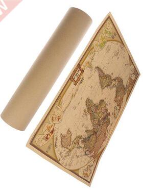 1PCS Large Vintage World Map Detailed Antique Poster Wall Ch