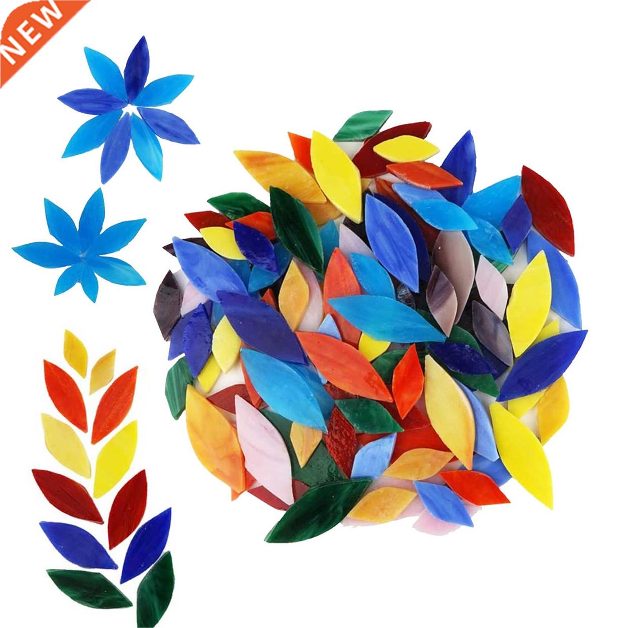 100 Pieces Assorted Colors Petal Mosaic Tiles for Art