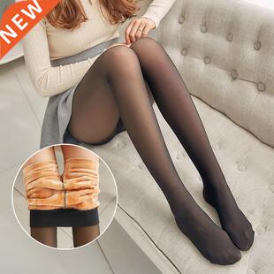 Fake Translucent Tights Thermal Stockings Warm Winter Fleece