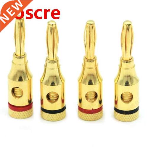 4pcs Gold Plated Jack Speaker Wire Banana Plugs Open Screw T