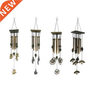 Wood Square Block Metal Aluminum Tube Wind Chime Vintage Win
