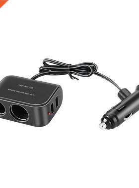 Universal USB 12V/24V 2 Way Car Cigarette Lighter +LED