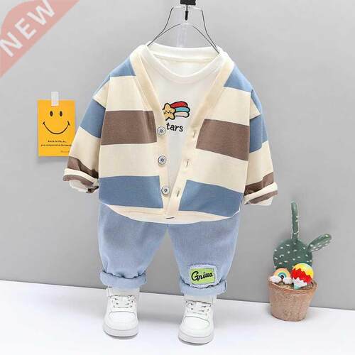 Fashion Children Boy Clothing Outfits Set High Quality Strip