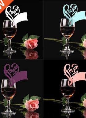50Pcs Love Heart Table Name Place Escort Cup Card Wine