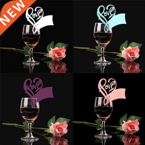 50Pcs Love Heart Table Name Place Escort Cup Card Wine