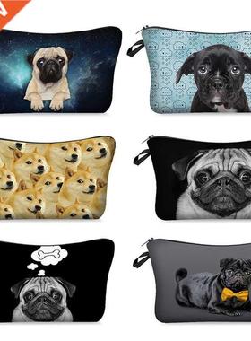 3D Pug Dog Prnted Cosmetc Bags Dogs Pattern Cute for Makeu