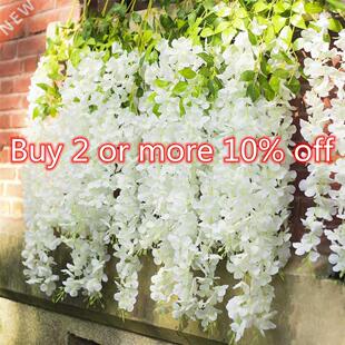12PCs Wisteria Artificial Flowers Hanging Garland Vine Ratta