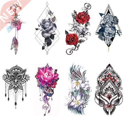 Waterproof Temporary Tattoo Sticker Red Rose Blossom Flower