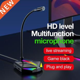 USB Computer Microphone RGB Luminous Gaming Microphone with