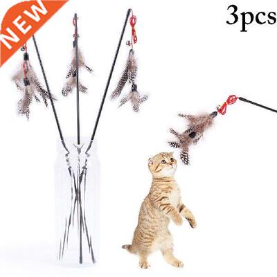 3pcs Pet Cat Teaser Toys Feather Wand Cat Catcher Teaser