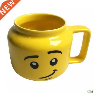 250ml Yellow Ceramic Mug Smile Expression Cartoon Coffee Mil
