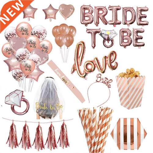 Weddng Decoratons Rose Gold Brde To Be Letter Fol Ballon