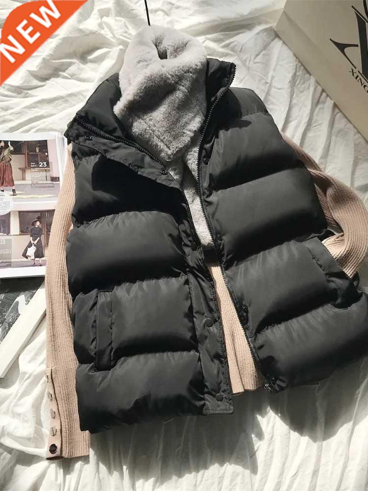 Women Winter Warm Cotton Padded Puffer Vests Sleeveless Park