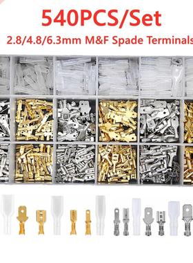 540Pcs Female Male Electrical Spade Wire Butt Connectors Lug