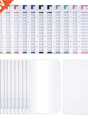 A6 Budget Organizer Binder Cash Envelope,60Pcs Expense Track
