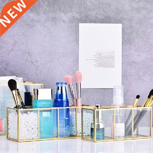 Gold Glass Makeup rush Holder Storage Container Ring