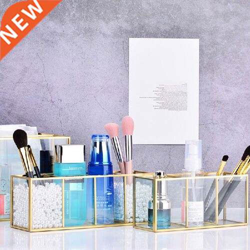 Gold Glass Makeup rush Holder Storage Container Ring