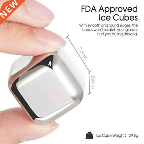 Reusable Stainless Steel Ice Cube Set With Silicone Holder