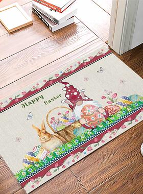 Easter Bunny Gnome Tulip Flower Doormat Entrance Floor Mat