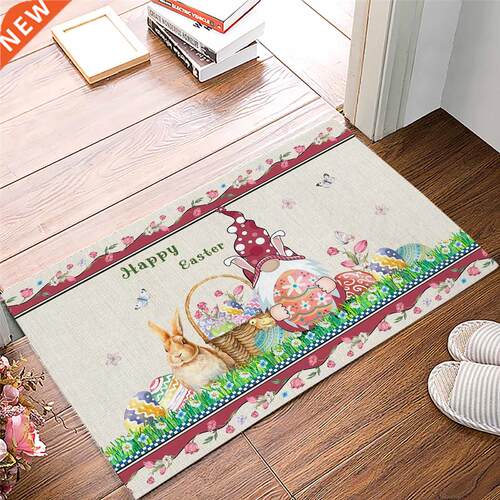 Easter Bunny Gnome Tulip Flower Doormat Entrance Floor Mat