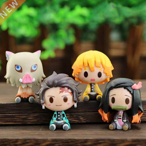 4Pcs Anime Demon Slayer Figures Q Version Kamado Tanjirou Ka