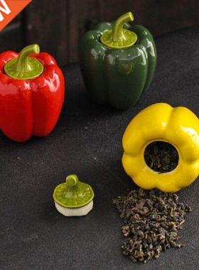 Red Yellow Green Pepper Vegetable Ceramic Crafts Teaware