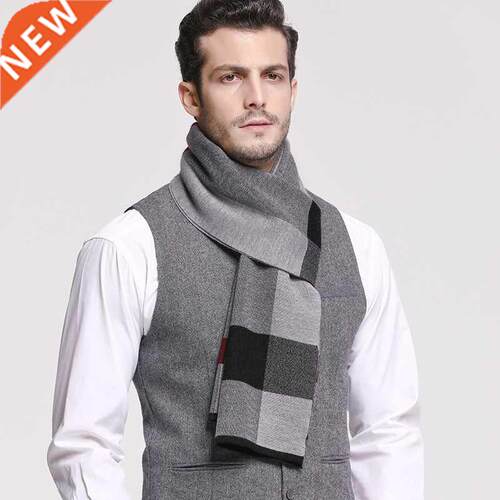 RUNMEIFA 2022 Classic Autumn & Winter Warm Plaid Man Sca
