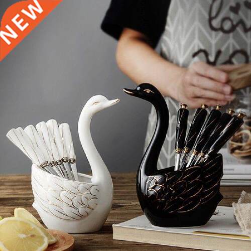 Portable Cutlery Set Tableware 2 Spoon 4 Fork with Ceramic
