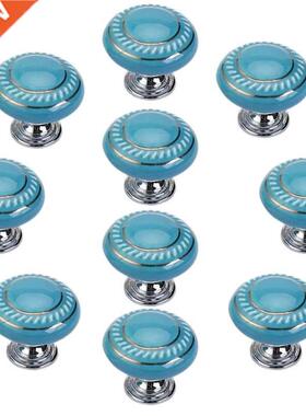 10 PCS Round Ceramic Door Knob Retro Simple Style Cabinet Kn