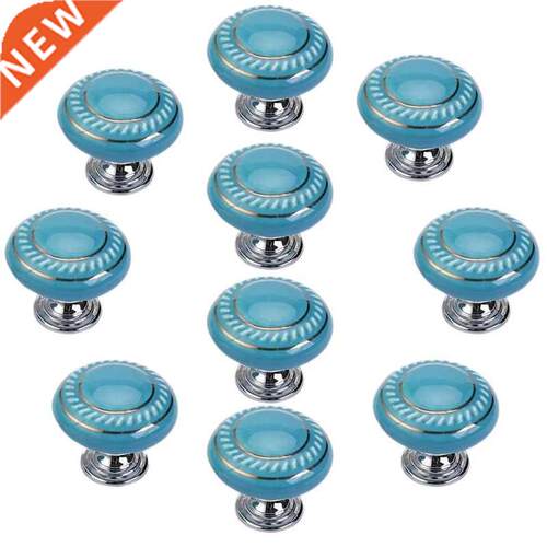 10 PCS Round Ceramic Door Knob Retro Simple Style Cabinet Kn