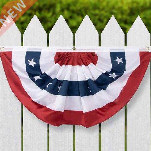 Embroidered Wrinkle Fan Shape National Flag for American