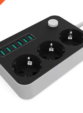 6 USB Ports Socket Charger Extension power strip Cord Chargi