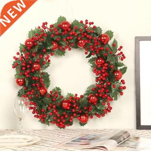 Elegant Red Christmas Wreath 50 cm with Red Fruit Garland Fl