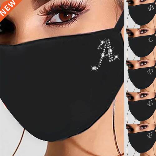 New Letter A-z Rhinestones Glitter Face Masks Women Dust Win