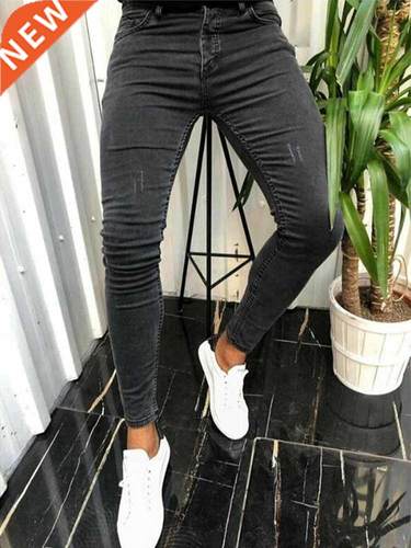 Jeans Men Black Moto Skinny Jeans Men 2022 Sretch Ripped Den