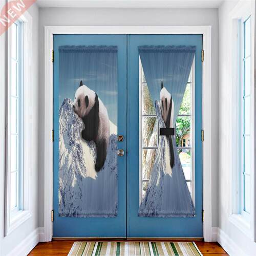 Snow Mountain Panda Funny Door Curtain Bedroom Kitchen