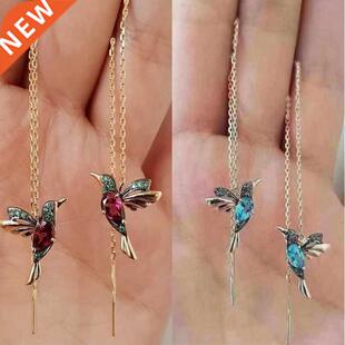 New Unique Little Bird Drop Long Hanging Hummingbird Earrin