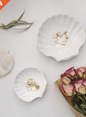 Ceramic Shell Plate Storage Trays Creative Pure White Breakf