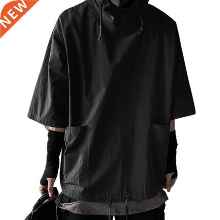 Hooded T shirt Men Summer Korean Half Sleeve Pullover Top So