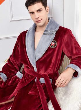 Plus Size 3XL Flnnel Men Robe Sleepwer Winter Wrm Kimono