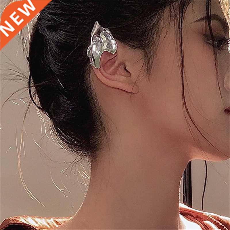 Punk Fairy Clip Earrings For Women Goth Irregular Metal Ear